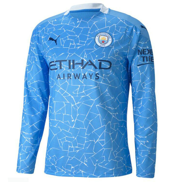 Camisetas del Manchester City Manga Larga Primera 2020-2021